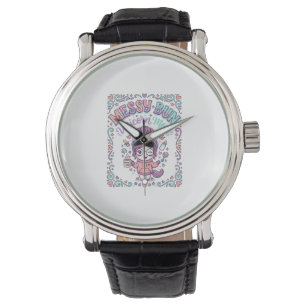 Unicorn Messy Bun Unicorn Mum Retro Style Graphic Watch