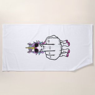 Unicorn Middle Finger Funny Magical Offensive Rude Beach Towel
