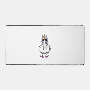 Unicorn Middle Finger Funny Magical Offensive Rude Desk Mat