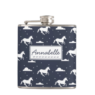 Unicorn Midnight Sky Pattern Hip Flask