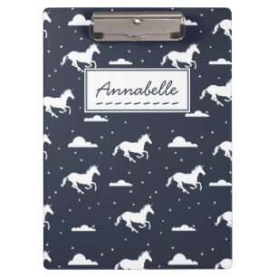 Unicorn Midnight Sky Pattern Personalised Clipboard