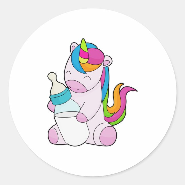 Unicorn Milk bottle Classic Round Sticker (Front)