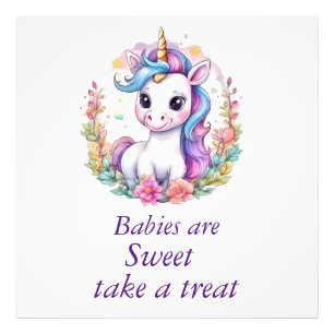 Unicorn Minimalist Baby Shower Take a Treat Photo Print