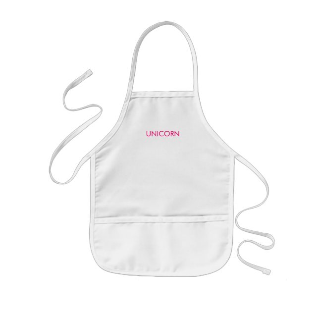 "Unicorn" minimalist hot pink fuchsia letters Kids Apron (Front)