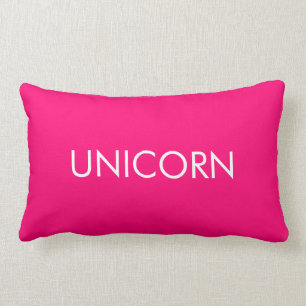 "Unicorn" minimalist hot pink fuchsia white Lumbar Cushion
