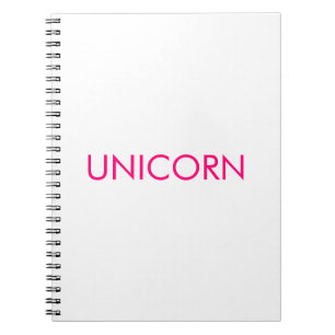 "Unicorn" minimalist hot pink fuchsia white Notebook