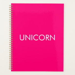 "Unicorn" minimalist hot pink fuchsia white Planner