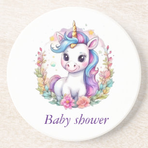 Unicorn Minimalist Rainbow positive Baby Shower Coaster