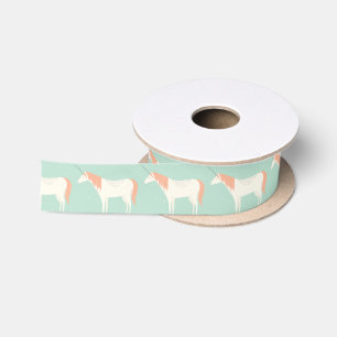 Unicorn mint and peach satin ribbon
