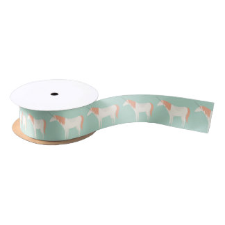 Unicorn mint and peach satin ribbon