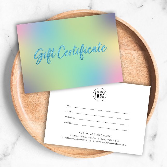 Unicorn Mix Faux Blue Glitter Gift Certificate (Creator Uploaded)
