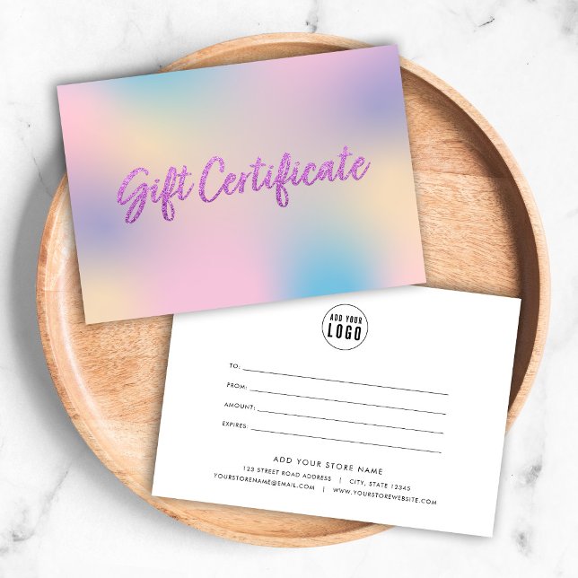 Unicorn Mix Faux Purple Glitter Gift Certificate (Creator Uploaded)