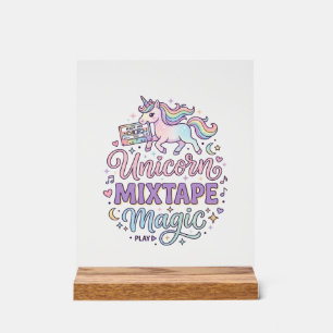 Unicorn Mixtape Magic Adorable Sticker and Shirt D Acrylic Sign
