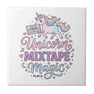 Unicorn Mixtape Magic Adorable Sticker and Shirt D Ceramic Tile
