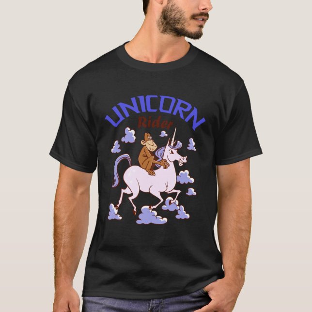 unicorn monkey clouds T-Shirt (Front)