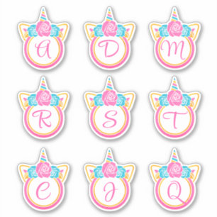 Unicorn Monogram Initial Sticker Pack
