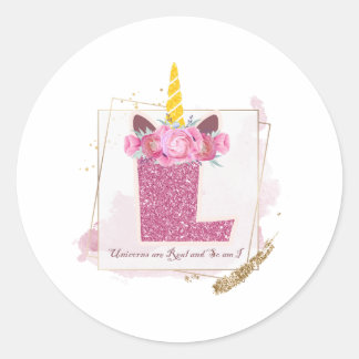 Unicorn Monogram L Custom Stickers