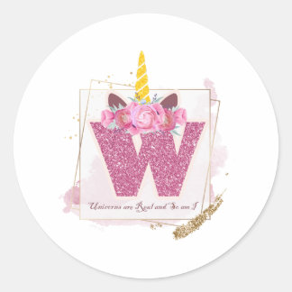Unicorn Monogram W Custom Stickers
