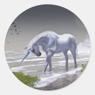 Unicorn Moon Classic Round Sticker