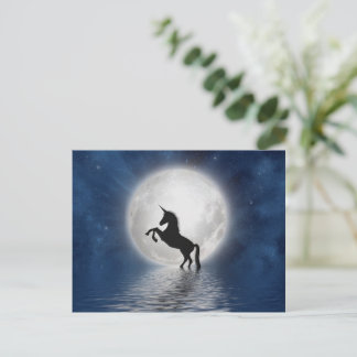 Unicorn Moon Fantasy Art Postcard, Magical Unicorn Postcard