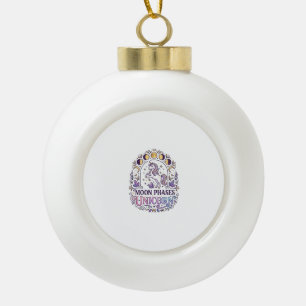 Unicorn Moon Phases Unicorn White Background Shirt Ceramic Ball Christmas Ornament