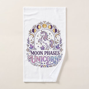 Unicorn Moon Phases Unicorn White Background Shirt Hand Towel