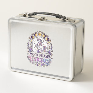 Unicorn Moon Phases Unicorn White Background Shirt Metal Lunch Box