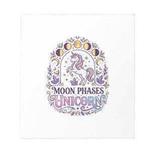 Unicorn Moon Phases Unicorn White Background Shirt Notepad