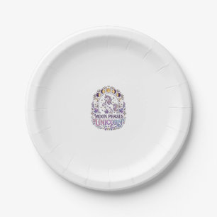 Unicorn Moon Phases Unicorn White Background Shirt Paper Plate