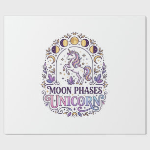 Unicorn Moon Phases Unicorn White Background Shirt Wrapping Paper