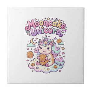 Unicorn Mooncake Unicorn Charming Apparel Graphic_ Ceramic Tile