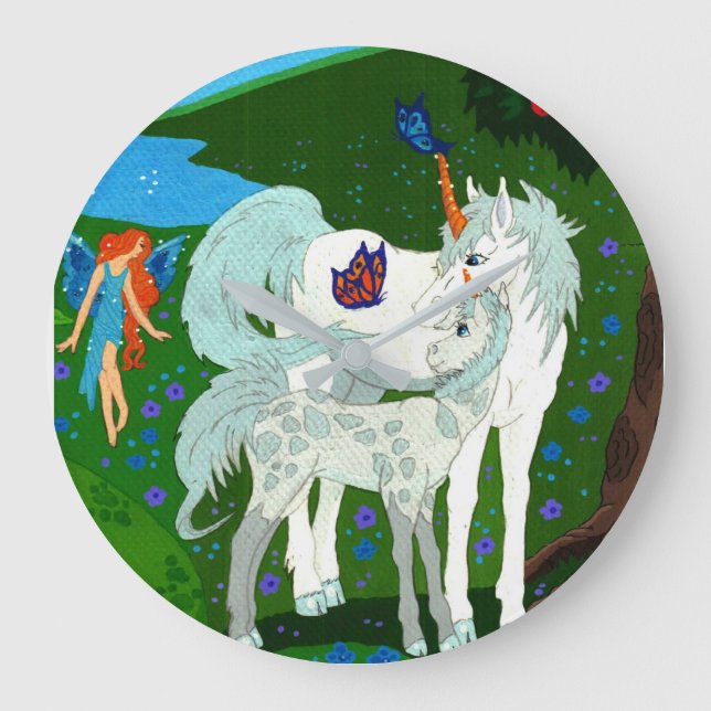 Unicorn Mother And Colt Wall Clock (Front)