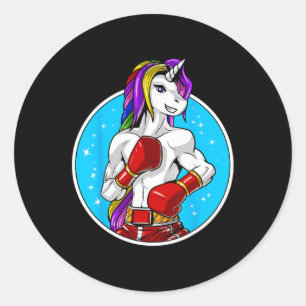 Unicorn Muay Thai Boxing Kickboxing Martial Arts F Classic Round Sticker