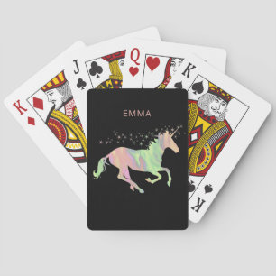 Unicorn multicolored stars and initials playing cards