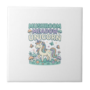 Unicorn Mushroom Meadow Unicorn Trendy T-Shirt Des Ceramic Tile