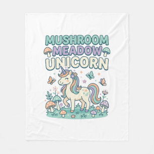 Unicorn Mushroom Meadow Unicorn Trendy T-Shirt Des Fleece Blanket