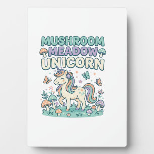 Unicorn Mushroom Meadow Unicorn Trendy T-Shirt Des Plaque