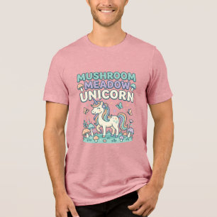 Unicorn Mushroom Meadow Unicorn Trendy T-Shirt Des Tri-Blend Shirt