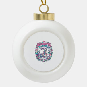 Unicorn Mushroom Unicorn Magic Colorful POD Artwor Ceramic Ball Christmas Ornament