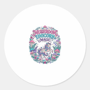 Unicorn Mushroom Unicorn Magic Colourful POD Artwo Classic Round Sticker