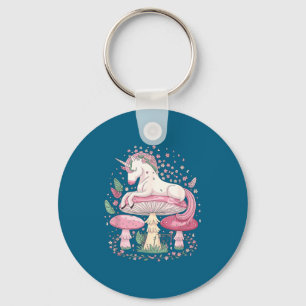 Unicorn Mushrooms Fantasy Dreamy Butterflies Flora Key Ring