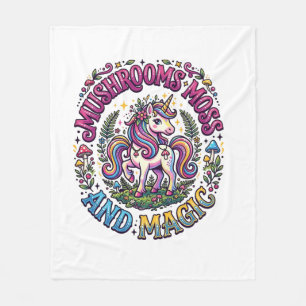 Unicorn Mushrooms Moss and Magic Commercial Shirt  Fleece Blanket