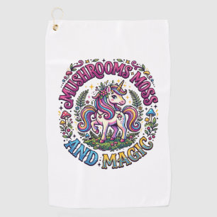Unicorn Mushrooms Moss and Magic Commercial Shirt Golf Towel