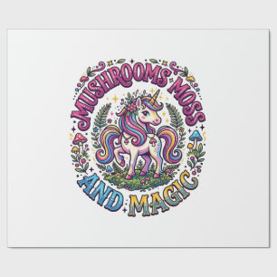 Unicorn Mushrooms Moss and Magic Commercial Shirt Wrapping Paper