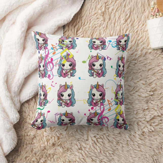 Unicorn Musical Pattern Cushion (Blanket)
