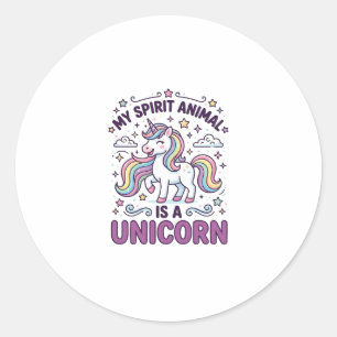 Unicorn My Spirit Animal Is a Unicorn Bold Typogra Classic Round Sticker