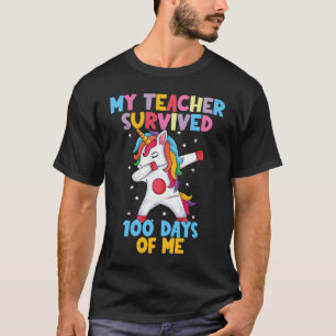 Unicorn My Teacher Survived 100 days Of Me 2023 T-Shirt