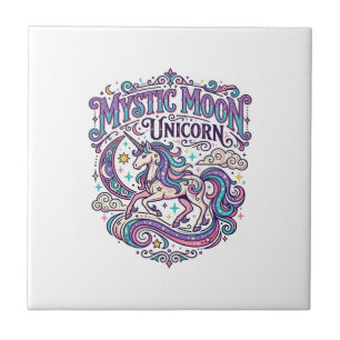 Unicorn Mystic Moon Unicorn Colourful Ceramic Tile