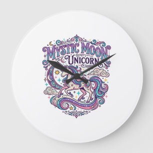Unicorn Mystic Moon Unicorn Colourful Large Clock