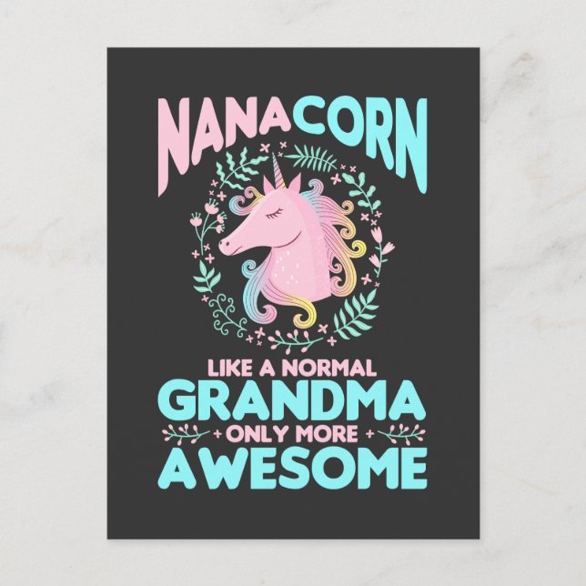Unicorn Mythical Nana Horse Grandma Mothers Day Postcard (Front)